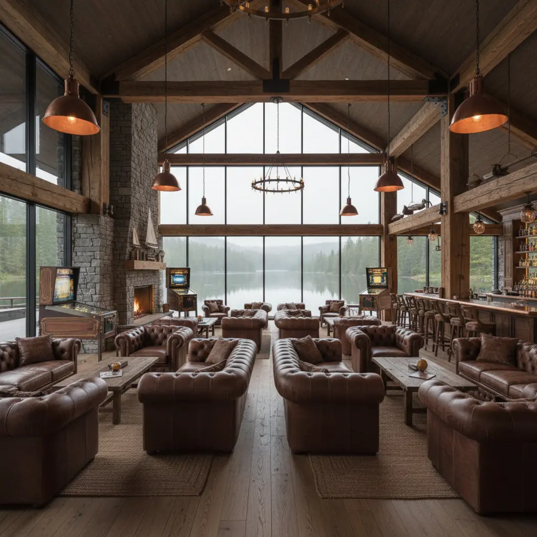 The interior of the Grand Boathouse game lounge.